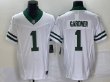 Men's New York Jets #1 Ahmad Sauce Gardner White 2023 F.U.S.E. Vapor Limited Jersey