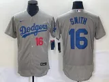 MLB Los Angeles Dodgers #16 Smith Grey Flex Base Elite Jersey