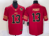 Men's San Francisco 49ers #13 Brock Purdy Red With 75th Anniversary Patch Jersey