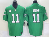 Men's Philadelphia Eagles #11 A. J. Brown Green 2023 F.U.S.E. Vapor Limited With C Patch Jersey