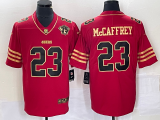 Men's San Francisco 49ers #23 Christian McCaffrey Red With 75th Anniversary Patch Jersey