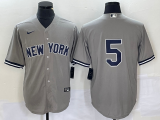 MLB New York Yankees #5 Joe DiMaggio Grey Game Nike Jersey