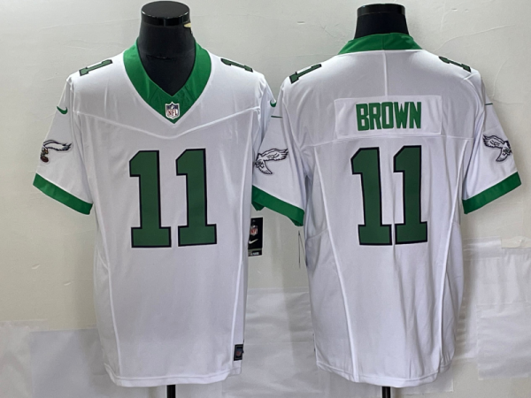 Men's Philadelphia Eagles #11 A. J. Brown White 2023 F.U.S.E. Vapor Limited Jersey