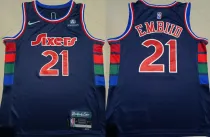 NBA Philadelphia 76ers #21 Embiid Navy Blue Nike Jersey