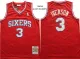 NBA 76ers 3 Allen Iverson Red Hardwood Classics Men Jersey