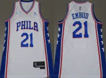 NBA Philadelphia 76ers #21 Embiid White Nike Jersey