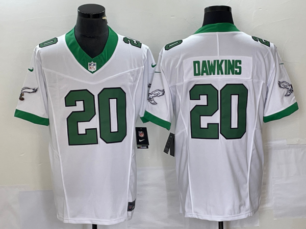 Men's Philadelphia Eagles #20 Dawkins White 2023 F.U.S.E. Vapor Limited Jersey