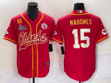 Men's Kansas City Chiefs #15 Patrick Mahomes Red With 4-Star C Patch And Super Bowl Jersey