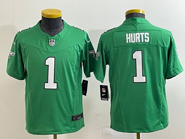 Youth Philadelphia Eagles #1 Jalen Hurts Green 2023 F.U.S.E. Vapor Limited Jersey