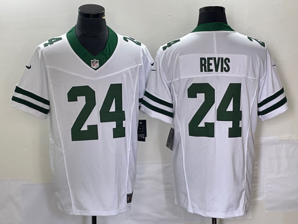 Men's New York Jets #24 Revis White 2023 F.U.S.E. Vapor Limited Throwback Jersey