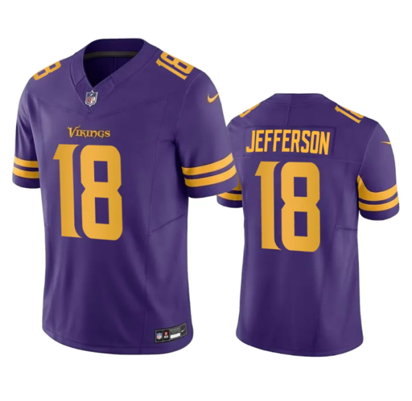 Men's Minnesota Vikings #18 Justin Jefferson Purple 2023 F.U.S.E. Color Rush Limited Jersey