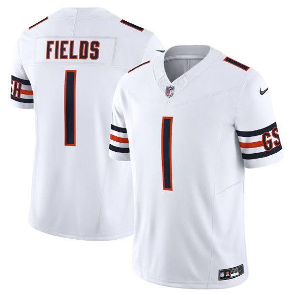 Men's Chicago Bears #1 Justin Fields White 2023 F.U.S.E. Vapor Untouchable Limited Jersey