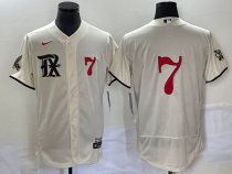 Men's Texas Rangers #7 Ivan Rodriguez Cream 2023 City Connect Flex Elite Jersey