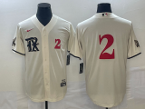 Men's Texas Rangers #2 Marcus Semien Cream 2023 City Connect With Patch Stitched Jersey