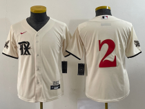 Youth Texas Rangers #2 Marcus Semien Cream 2023 City Connect Stitched Jersey