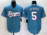 Men's Texas Rangers #5 Corey Seager Teal Nike Game Jersey