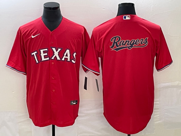 MLB Texas Rangers Red Team Big Logo Stitched Baseball Jersey Jersey