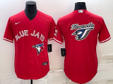 MLB Toronto Blue Jays Red Team Big Logo Stitched Baseball Jersey