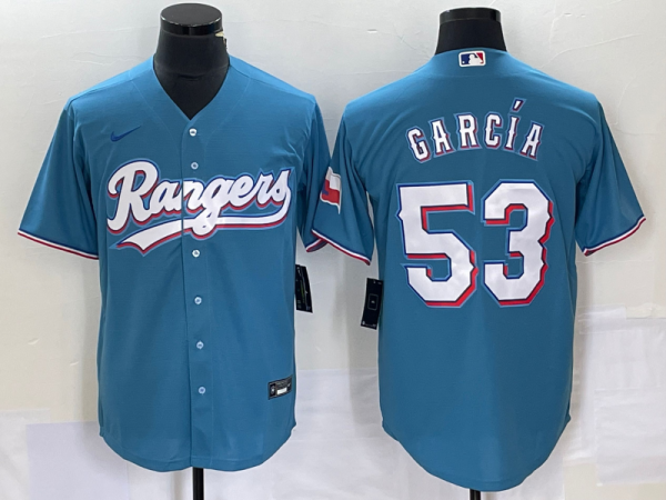 Men's Texas Rangers #53 Adolis Garcia Teal Nike Game Jersey