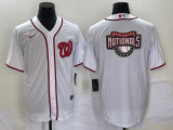 MLB Washington Nationals White Big Logo In Back Stitched Baseball Jersey