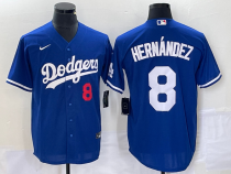 MLB Los Angeles Dodgers #8 Kiké Hernández Blue Game Jersey