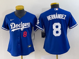 Women MLB Los Angeles Dodgers #8 Kiké Hernández Blue Game Jersey