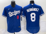 MLB Los Angeles Dodgers #8 Kiké Hernández Blue Flex Base Elite Jersey