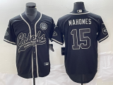 Men's Kansas City Chiefs #15 Patrick Mahomes Black Baseball Jersey