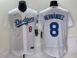 MLB Los Angeles Dodgers #8 Kiké Hernández White Flex Base Elite Jersey