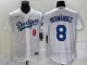 MLB Los Angeles Dodgers #8 Kiké Hernández White Flex Base Elite Jersey