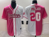 Men's Dallas Cowboys #20 Tony Pollard Pink/White Split Baseball Jersey