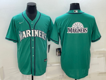 Men's Seattle Mariners Aqua Team Big Logo Cool Base Stitched Jersey