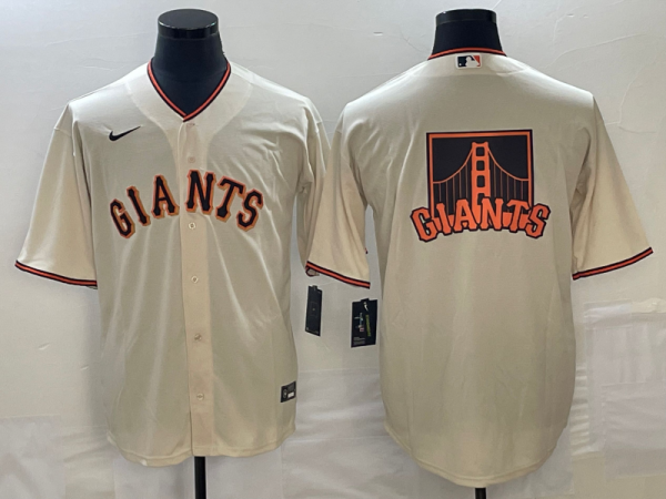 Men's San Francisco Giants Cream Team Big Logo Cool Base Stitched Baseball Jersey