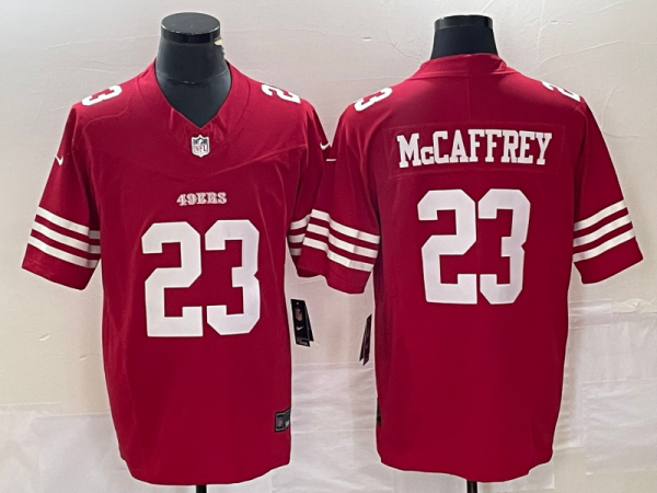 Men's San Francisco 49ers #23 Christian McCaffrey Red 2023 F.U.S.E. Vapor Untouchable Limited Jersey