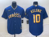 Men's Seattle Mariners #10 Jarred Kelenic Royal 2023 City Connect Jersey