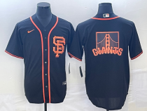 Men's San Francisco Giants Black Team Big Logo Cool Base Stitched Baseball Jersey