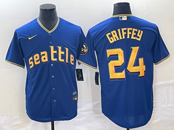 Men's Seattle Mariners #24 Ken Griffey Jr. Royal 2023 City Connect Jersey