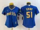 Women Seattle Mariners #51 Ichiro Suzuki Royal 2023 City Connect Cool Base Stitched Baseball Jersey