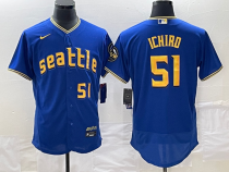 Men's Seattle Mariners #51 Ichiro Suzuki Royal 2023 City Connect Flex Base Elite Jersey