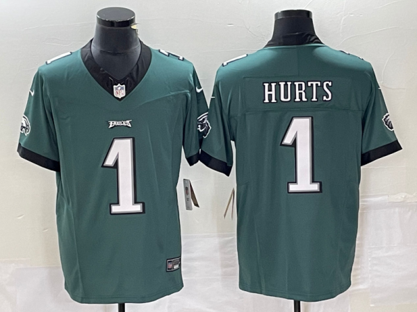 Men's Philadelphia Eagles #1 Jalen Hurts Green 2023 F.U.S.E. Vapor Untouchable Limited Jersey