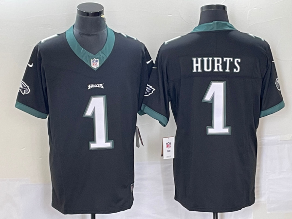 Men's Philadelphia Eagles #1 Jalen Hurts Black 2023 F.U.S.E. Vapor Untouchable Limited Jersey