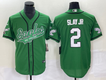 Men's Nike Philadelphia Eagles #2 Slay Jr Green Cool Base Stitched Baseball Jersey