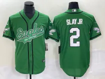Men's Nike Philadelphia Eagles #2 Slay Jr Green Cool Base Stitched Baseball Jersey