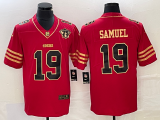 Men's San Francisco 49ers #19 Deebo Samuel Red With 75th Anniversary Patch Jersey