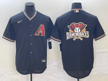 Men's Arizona Diamondbacks Black Team Big Logo Cool Base Stitched Baseball Jersey