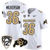 Men's Colorado Buffaloes #36 Wilkerson White Stitched Football Jersey