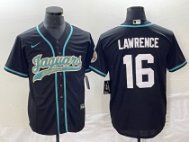 Men's Jacksonville Jaguars #16 Trevor Lawrence Black With Patch Stitched Jersey