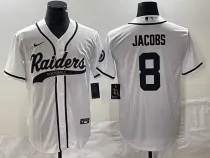 Men's Las Vegas Raiders #8 Josh Jacobs White Stitched Baseball Jersey