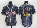 Men's Los Angeles Lakers #24 Mamba Big Logo Gray Camo Cool Base Stitched Baseball