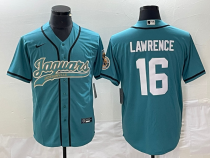 Men's Jacksonville Jaguars #16 Trevor Lawrence Teal With Patch Stitched Jersey